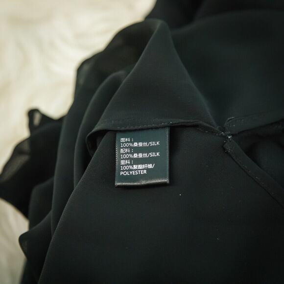 Lafayette Size 6 Black Layered Tiered V Neck 3/4 Sleeve 100% Silk Tunic Top - Picture 4 of 6